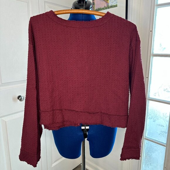 Free People Walking in Hueco Cropped Cranberry Maroon Tie-Back Top Size XS - Picture 1 of 5